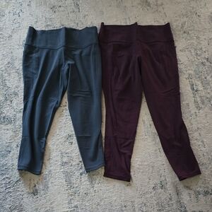 Athleta Womens Salutation Stash Charcoal and Plum Leggings